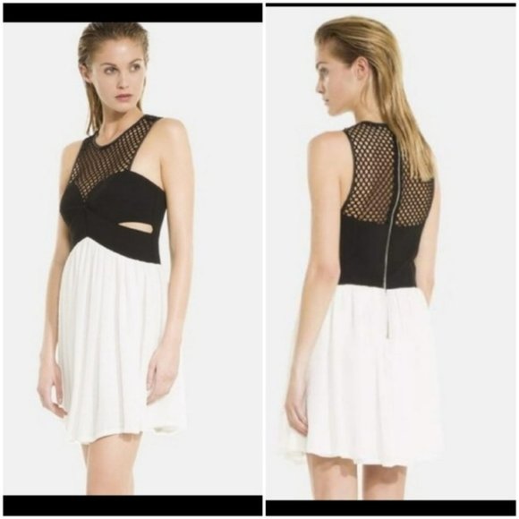 Sandro Paris Black and White Cut Out Mini Dress.SZ M
